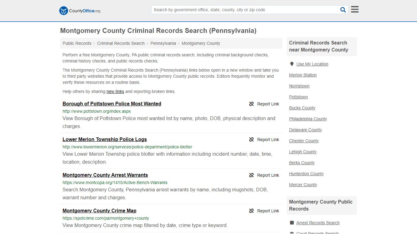 Montgomery County Criminal Records Search (Pennsylvania) - County Office
